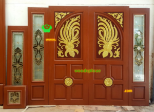 ประตูบานคู่ไม้สัก ประตูบ้านไม้สัก BB192.1 80-200,40-196.5,160-40(40-40) ไม้เก่า C2