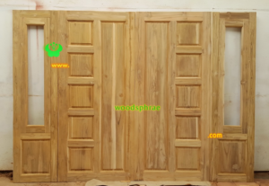 ประตูบานคู่ไม้สัก ประตูบ้านไม้สัก BB193.1 89-200 ,50-200 B+ (ข้างบานกระทุ้ง)