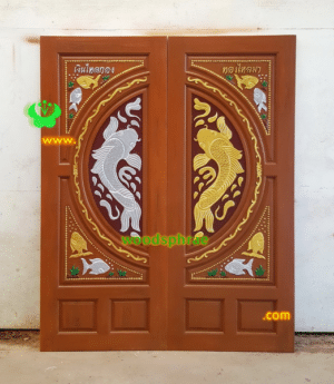 ประตูบานคู่ไม้สัก ประตูบ้านไม้สัก BB197.1 80-200 B+ C1