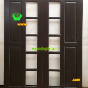 ประตูบานคู่ไม้สัก ประตูบ้านไม้สัก BB198.1 80-200 B+ สีโอ๊ค