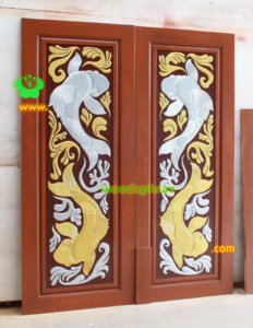 ประตูบานคู่ไม้สัก ประตูบ้านไม้สัก BB203.2 80-200 B+ C1