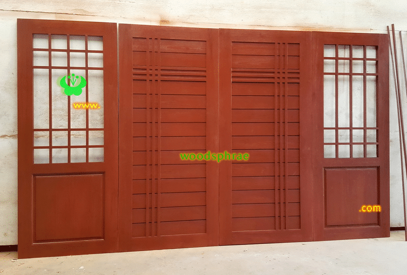 ประตูบานคู่ไม้สัก ประตูบ้านไม้สัก BB210.2 90-200 ,80-200 B+ C2