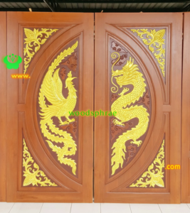 ประตูบานคู่ไม้สัก ประตูบ้านไม้สัก BB211.2 90-200 B+ C1