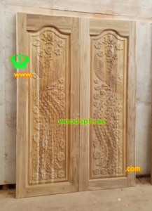 ประตูบานคู่ไม้สัก ประตูบ้านไม้สัก BB213.2 70-200 B+