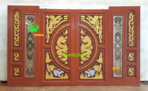 ประตูบานคู่ไม้สัก ประตูบ้านไม้สัก BB214.1 90-200 ,80-208 B+ C2