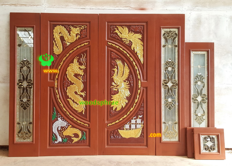 ประตูบานคู่ไม้สัก ประตูบ้านไม้สัก BB218.2 80-200 ,40-200 ,160-40(40-40) B+ C2