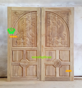 ประตูบานคู่ไม้สัก ประตูบ้านไม้สัก BB220.1 90-200 B+