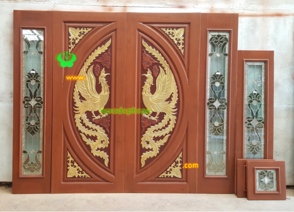 ประตูบานคู่ไม้สัก ประตูบ้านไม้สัก BB222.1 80-200 ,40-200, 160-40(40-40) B+ C1
