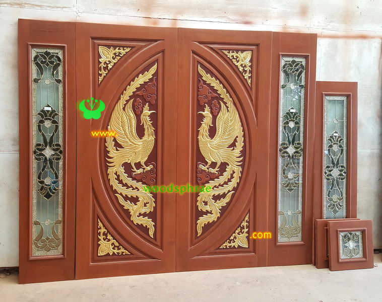 ประตูบานคู่ไม้สัก ประตูบ้านไม้สัก BB222.2 80-200 ,40-200, 160-40(40-40) B+ C1