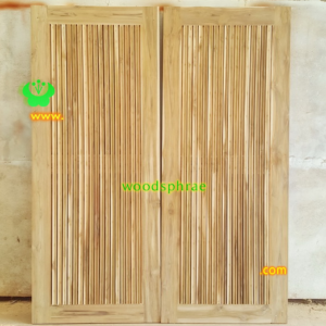 ประตูบานคู่ไม้สัก ประตูบ้านไม้สัก BB225.1 80-200 B+ไม้ซี่เเปะเซาะร่อง
