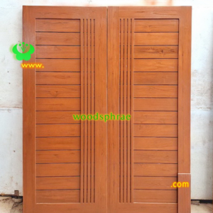 ประตูบานคู่ไม้สัก ประตูบ้านไม้สัก BB226.1 80-201 B+ C1 14ฟักคาด4เส้น