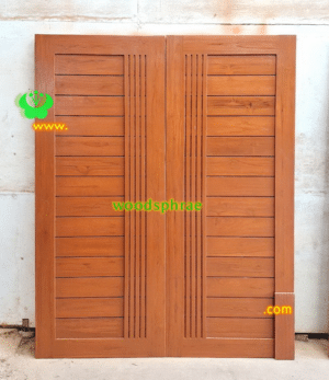 ประตูบานคู่ไม้สัก ประตูบ้านไม้สัก BB226.1 80-201 B+ C1 14ฟักคาด4เส้น