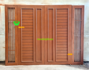 ประตูบานคู่ไม้สัก ประตูบ้านไม้สัก BB229.1 90-200 ,40-200 B+ C1 คิ้วนอก