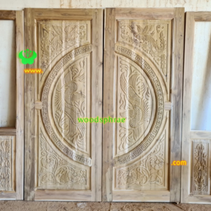 ประตูบานคู่ไม้สัก ประตูบ้านไม้สัก BB232.1 80-200 B+ ,บานข้าง 39.5-197 B