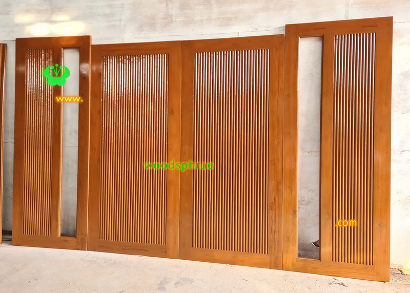 ประตูบานคู่ไม้สัก ประตูบ้านไม้สัก BB233.2 90-200,80-208 B+ C1 เพิ่มเงา (คิ้วกลม)