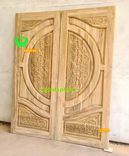 ประตูบานคู่ไม้สัก ประตูบ้านไม้สัก BB235.2 80-200 B+