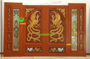 ประตูบานคู่ไม้สัก ประตูบ้านไม้สัก BB53.2 90-200 ,70-208  B+ C2