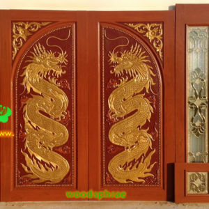 ประตูบานคู่ไม้สัก ประตูบ้านไม้สัก BB56.3 90-200, 80-207 B+ C2