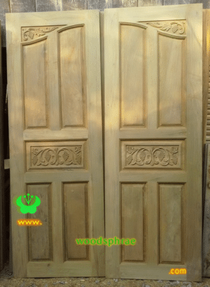 ประตูบานคู่ไม้สัก ประตูบ้านไม้สัก BB63.2 70-200 เก่า