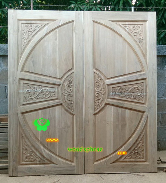 ประตูบานคู่ไม้สัก ประตูบ้านไม้สัก BB66.3 80-200 สักเก่า C2