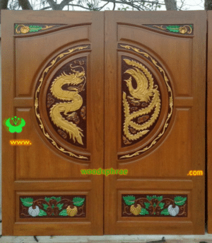 ประตูบานคู่ไม้สัก ประตูบ้านไม้สัก BB72.2 90-200 B+