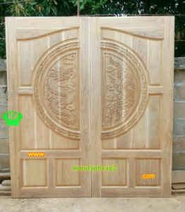 ประตูบานคู่ไม้สัก ประตูบ้านไม้สัก BB73.2  90-200  B+