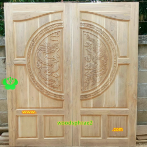 ประตูบานคู่ไม้สัก ประตูบ้านไม้สัก BB73.2 90-200 B+