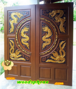 ประตูบานคู่ไม้สัก ประตูบ้านไม้สัก BB74  90-200