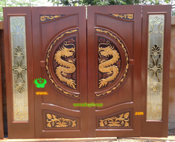 ประตูบานคู่ไม้สัก ประตูบ้านไม้สัก BB76.2 80-200 B+