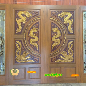 ประตูบานคู่ไม้สัก ประตูบ้านไม้สัก BB78 90-200