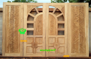 ประตูบานคู่ไม้สัก ประตูบ้านไม้สัก BB82.1  80-200