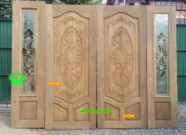 ประตูบานคู่ไม้สัก ประตูบ้านไม้สัก BB83 80-200 , 45 สักเก่า
