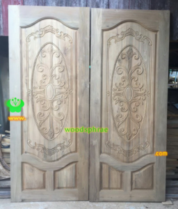 ประตูบานคู่ไม้สัก ประตูบ้านไม้สัก BB83.2  80-200  K