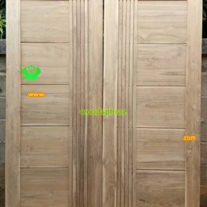 ประตูบานคู่ไม้สัก ประตูบ้านไม้สัก BB90 80-200 B+ (5ฟัก)