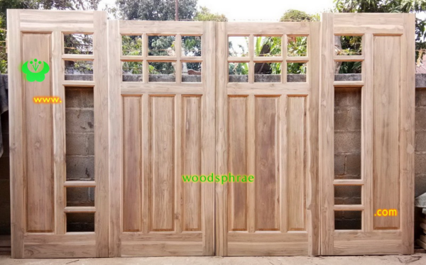 ประตูบานคู่ไม้สัก ประตูบ้านไม้สัก BB96 90-200 ,80-207 B+