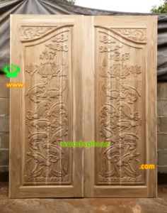 ประตูบานคู่ไม้สัก ประตูบ้านไม้สัก BB98.1 80-200 B+