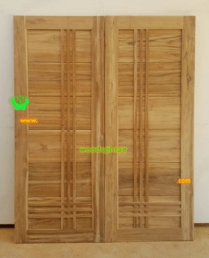 ประตูบานเดี่ยว ประตูบ้านไม้สัก B212.1 80-200 B+(6ฟัก,คาดเส้น)