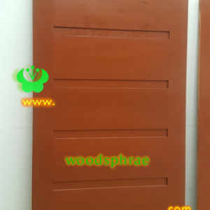 ประตูบานเดี่ยว ประตูบ้านไม้สัก B224.2 120-230 สักเก่า C2 (ฟักเสมอขา,กรีดร่อง )