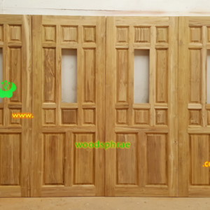 ประตูบานเดี่ยว ประตูบ้านไม้สัก B309.1 80-200 B+คัด (ร่องกระจก8มิล ไม่ฟอกคิ้ว)