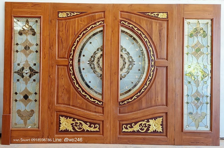 แบบประตูหน้าบ้านสวยๆ กระจกนิรภัย