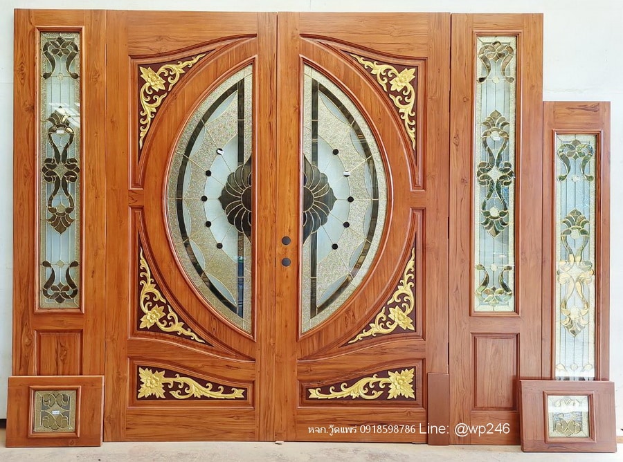 ประตูไม้สักบานใหญ่  100x250