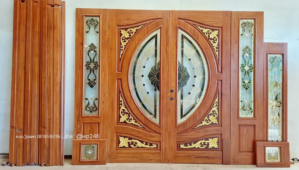 ประตูไม้สักบานใหญ่  100x250