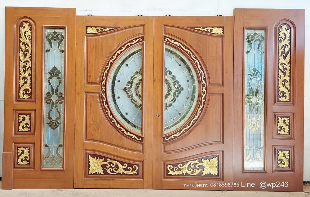 ประตูกระจกบานเลื่อนไม้สัก