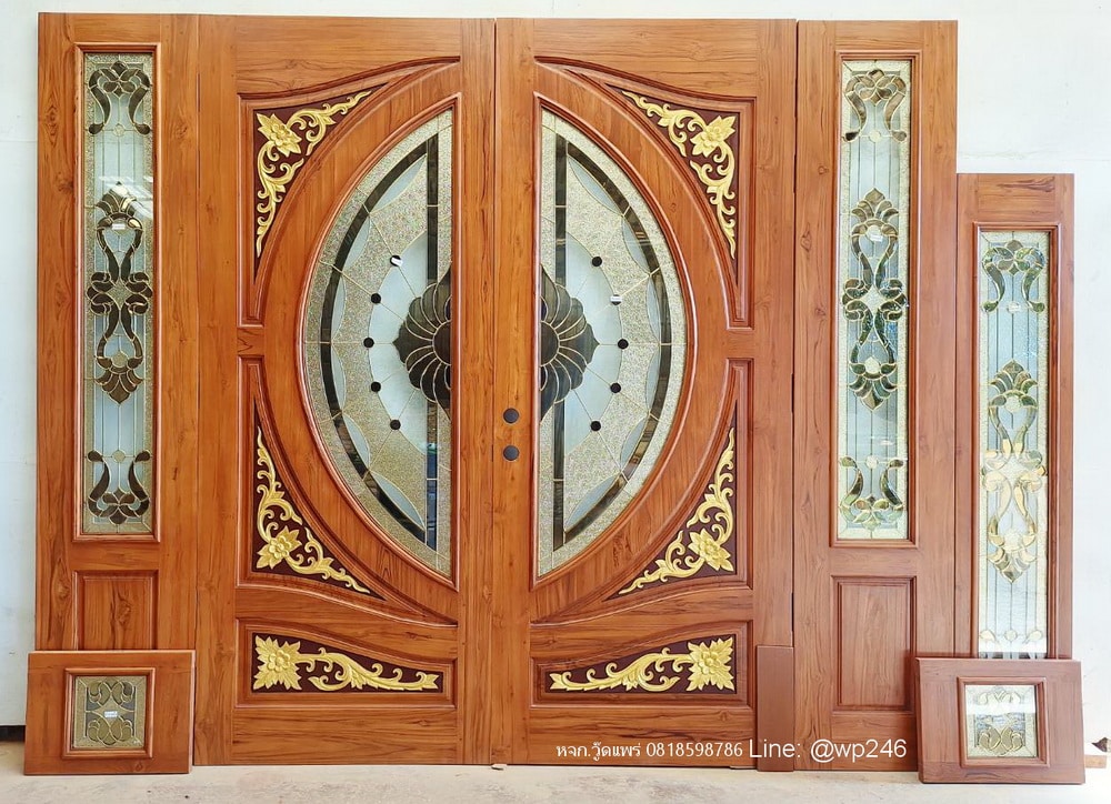 ประตูไม้สักบานใหญ่  100x250