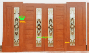 ประตูไม้สักกระจกนิรภัย BBB119