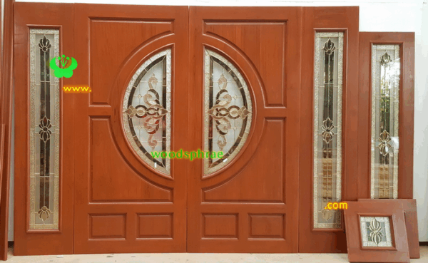 ประตูไม้สักกระจกนิรภัย BBB132