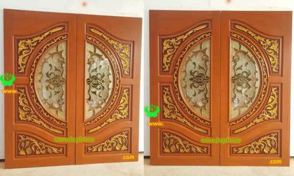 ประตูไม้สักกระจกนิรภัย BBB137