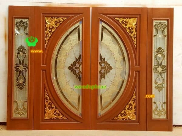 ประตูไม้สักกระจกนิรภัย BBB170