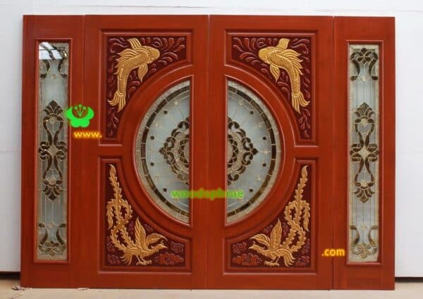 ประตูไม้สักกระจกนิรภัย BBB172
