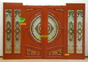 ประตูไม้สักกระจกนิรภัย BBB174